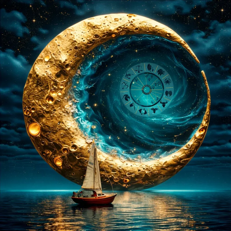 Segelschiff im Mond